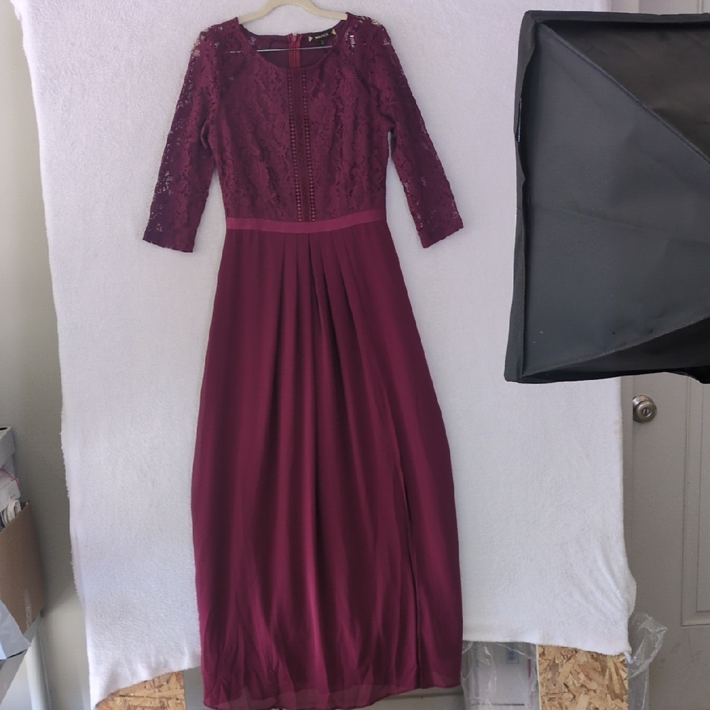 MIUSOL‎ Women's Purple Lace Formal Evening Bridesmaid Maxi Dress Size M